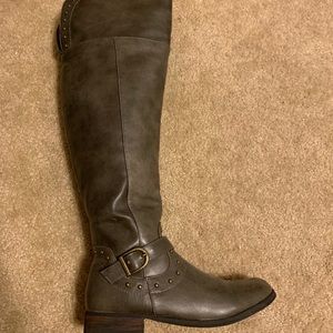 Gray over the knee boots